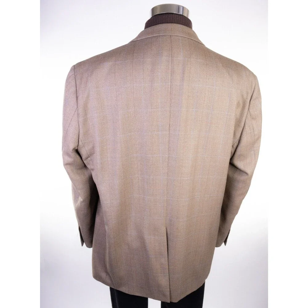 Joseph & Feiss Gold Blazer Mens 48R Beige 100% Wool Sport Coat Jacket Classic